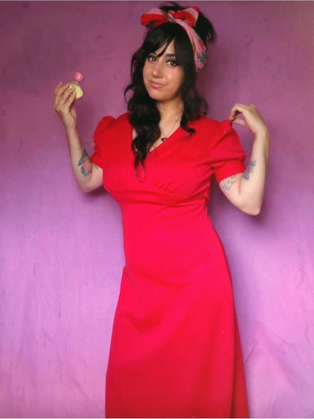 Vintage 70s Puff Sleeve Empire Waist Red Maxi Dress Love Witch Vibes